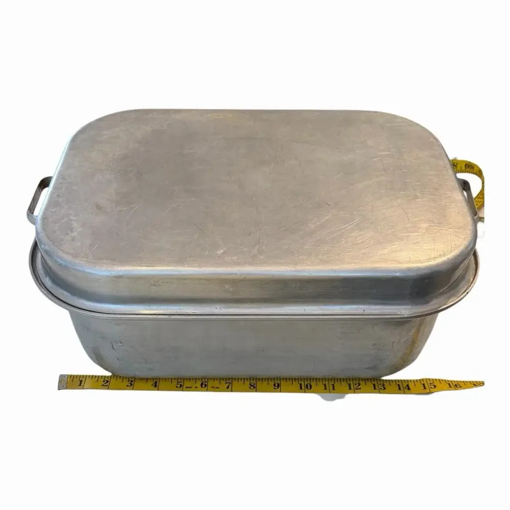 Vintage Wear-Ever Large Aluminum Covered Roaster Hinged Handles Heavy Duty